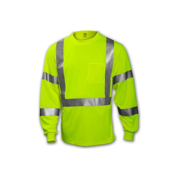 Tingley Long Sleeve Hi-Vis T-Shirt, Class 3, Type R, Birds Eye Polyester, Fluorescent Yellow/Green, XL S75522.XL - main